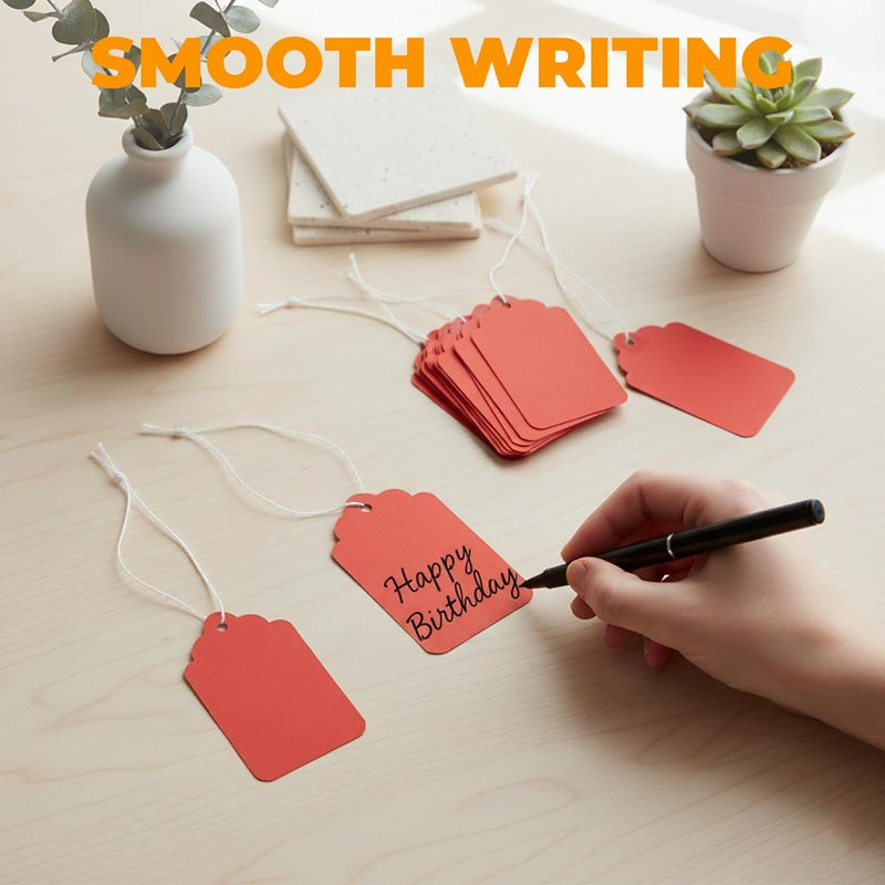 Brothersbox Red Price Tags 300pcs, Tag with Strings Attached Matte Surface Marking Merchandise Hang Tag Labels for Christmas Gift Jewelry Clothing Garage Yard Rummage Sale Supplies 1.69 x 2.75 inch - Image 3